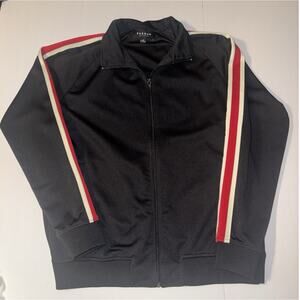 PacSun Track Jacket Mens M Black Red Stripe Full Zip Athletic Retro